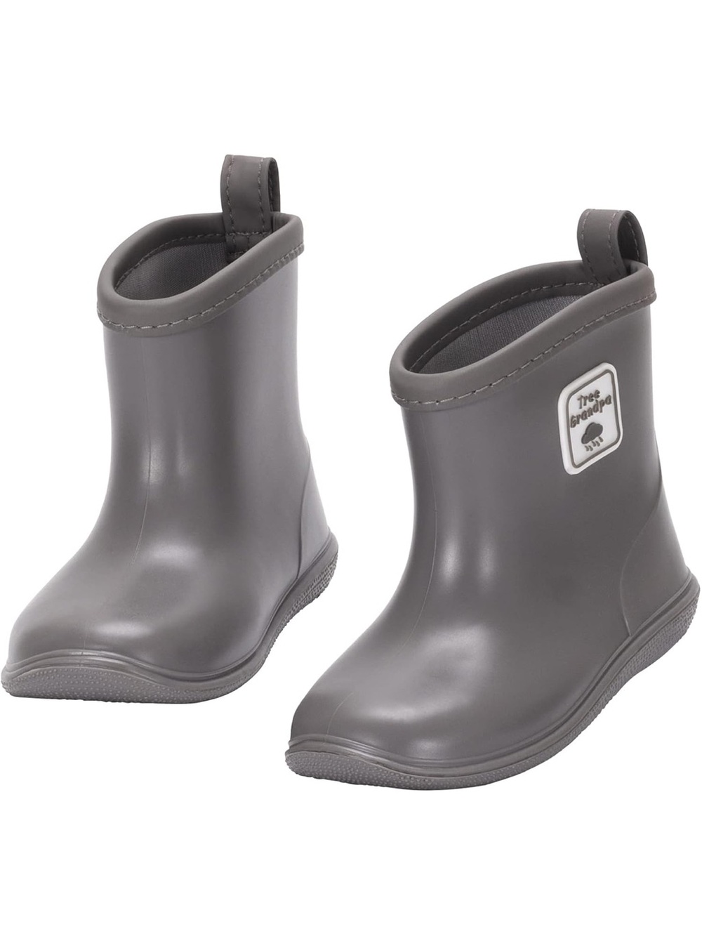 Tree Grandpa Kids Waterproof Gray RainBoots with Easy Pull Tab 11 euc